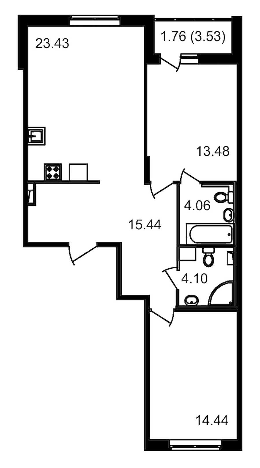 Двухкомнатная квартира в : площадь 78.48 м2 , этаж: 2 – купить в Санкт-Петербурге
